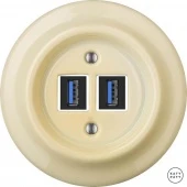 Ретро розетка USB ваниль глянцевая PNFLGsUSBb Katy Paty