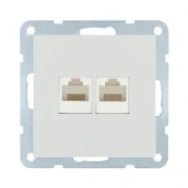 Дизайнерская розетка компьютерная 2хRJ-45 кат. 5е с накладкой, серебристый металлик, 846203-1 LK Studio, серия LK80