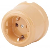 Ретро розетка с заземляющим контактом, Джиалло Реале , 080-286 (KM) SUN-LUMEN