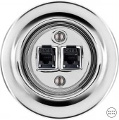 Розетка интернет Cat.6 двойная, серебряный глянцевый OPARGsCat6 Katy Paty