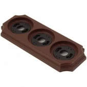 Рамка с пластиковой вставкой 3 местная, коричневый, крест, P340-K ФД КерамикЪ