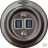 Ретро розетка USB коричневый глянцевый BRGsUSBb Katy Paty