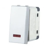 Дизайнерский выключатель малый с индикатором, серебристый металлик, 850403 LK Studio, одноклавишный, проходной, серия LK45