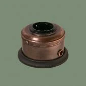 Ретро розетка с заземлением и шторками, серия ДИП-200 темная медь, рамка: черная, механизм: черный D242-7 Romatti