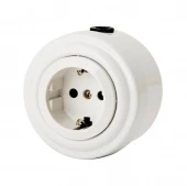 Ретро розетка с заземлением, белая, М1-22-20 Vintage