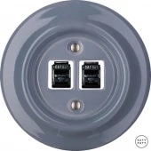 Розетка интернет Cat.5e двойная, пепельно-серый глянцевый LIGsCat5e Katy Paty