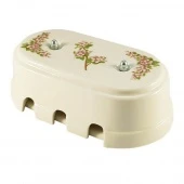 Распаечная коробка большая, розовые цветы, серебристая фурнитура, КР6РС ЛЕАНЗА