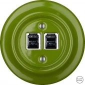 Розетка интернет Cat.5e двойная, ярко-зеленый глянцевый NICHGsCat5e Katy Paty