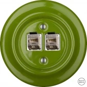 Розетка интернет Cat.6а экранир.10G двойная, ярко-зеленый глянцевый NICHGsCat6a Katy Paty