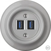 Ретро розетка USB бетон глянцевый CAGsUSBb Katy Paty