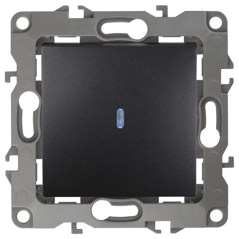 Дизайнерский выключатель с подсветкой, антрацит, Б0014637 Эра, одноклавишный, серия 12 Дизайнерский выключатель с подсветкой, антрацит, Б0014637 Эра, одноклавишный, серия 12