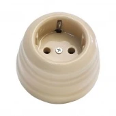 Ретро розетка с заземлением Grande бежевый, KGS-K02 Edisel