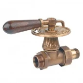 Ретро вентиль регулирующий прямой для радиатора 3/4" бронзас деревянной ручкой, V675L20MAXX Сarlo Poletti