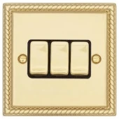 Ретро выключатель Colossal Янтарная парча, CME2513-2-PB T&J Electric трехклавишный проходной