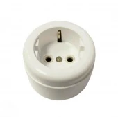 Ретро розетка с заземлением, ABS пластик, белый, Interior Electric