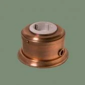 Ретро розетка с заземлением и шторками, серия ДИП-200, светлая медь, механизм: белый (трубка D12) L233-8-12 Romatti