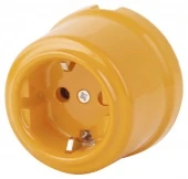 Ретро розетка электрическая с заземлением, песочное золото RS-80009-ПЗ (KM) Retrika