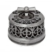 Ретро выключатель черный/ состаренное серебро OP21DN.BL Salvador двухклавишный