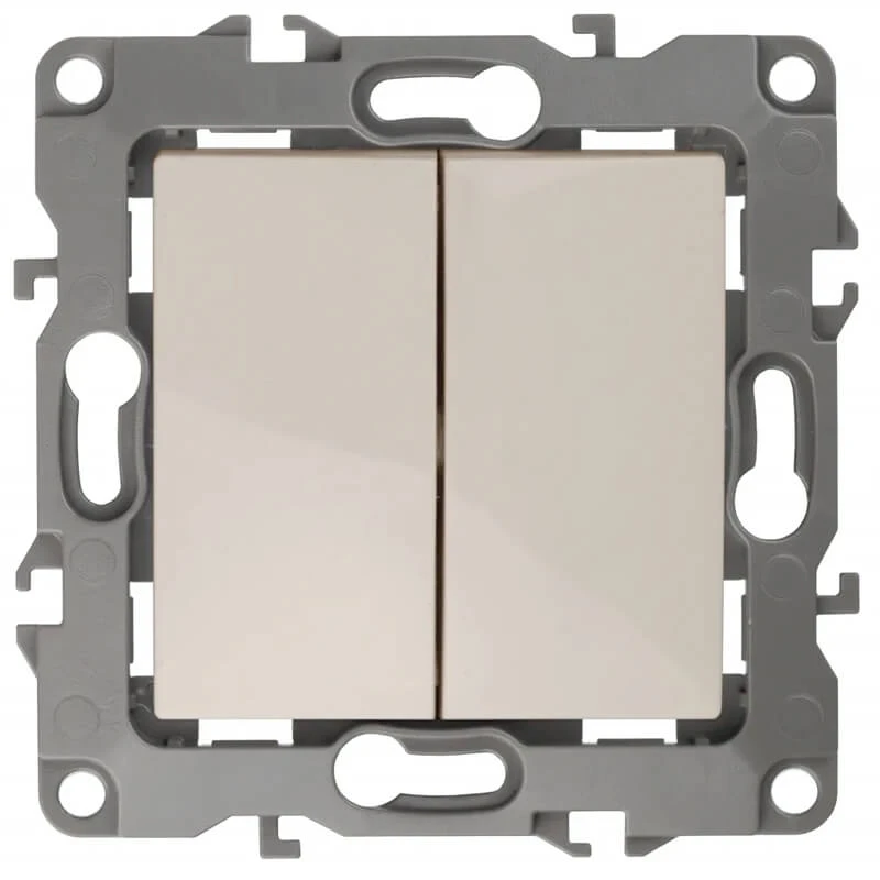Дизайнерский выключатель без м.лапок, слоновая кость, Б0014652 Эра, двухклавишный, серия 12 Дизайнерский выключатель без м.лапок, слоновая кость, Б0014652 Эра, двухклавишный, серия 12