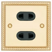 Ретро розетка двойная б/з электрическая Colossal Янтарная парча, CME810U2-PB T&J Electric