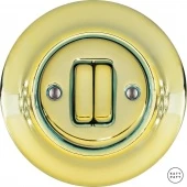 Ретро выключатель проходной лимонный металлик PELUG2Sl6/6 Katy Paty двухклавишный