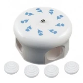 Распределительная коробка D78 белая с узором васильки B1-521-01 D207-3-K BIRONI с 4 кабельными вводами в комплекте