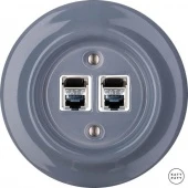 Розетка интернет Cat.6 экранир. двойная, пепельно-серый глянцевый LIGsCat6e Katy Paty