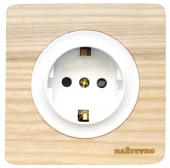 Розетка с заземлением, винтовые контакты, натуральный ясень+белый, ROC1-AN/1E10201300 Ruwel