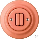 Ретро выключатель лосось глянцевый PNSAG2Sl5 Katy Paty двухклавишный