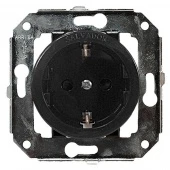 Ретро розетка электрическая с заземлением и шторками, черный CL12BL Salvador