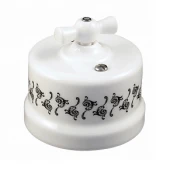 Ретро выключатель белый с черным узором B1-202-01 D1/1 BIRONI двухклавишный