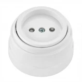 Ретро розетка без заземления, со шторками, белый, РА16-0205 Bylectrica