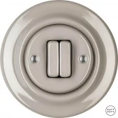 Ретро выключатель проходной капучино глянцевый LUG2Sl6/6 Katy Paty двухклавишный