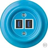 Ретро розетка USB ярко-синий глянцевый NIARGsUSBb Katy Paty