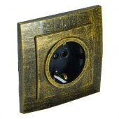 Розетка с заземляющим контактом 1 местная Лофт Винтаж, бронза, RE-SLVR1Brz Р-Электро