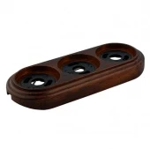 Рамка деревянная 3 местная на бревно D220 мм., темный дуб, лак, RD-03223 Retrika