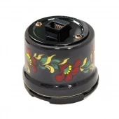 Ретро розетка интернет, черный с росписью под Хохлому, OP.INT.BL.HL Salvador