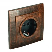 Розетка с заземляющим контактом 1 местная Лофт Винтаж, медь, RE-SLVR1Cp Р-Электро