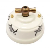 Ретро выключатель, иероглифы, проходной, ручка бронза, ВППОБ ЛЕАНЗА одноклавишный