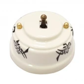 Ретро выключатель, иероглифы, тумблер бронза, ВР1ОБ ЛЕАНЗА одноклавишный