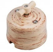 Ретро выключатель двухклавишный, декор кедр R-SW-206 Retrika