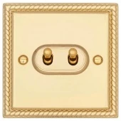 Ретро выключатель Colossal Янтарная парча, CME202-2-PB T&J Electric двухклавишный проходной