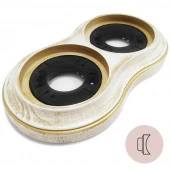 Рамка с пластиковой вставкой 2 местная, на бревно 240, восьмерка, белый с золотой патиной, 25666 Lindas