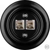 Розетка интернет Cat.6а экранир.10G двойная, черный матовый NIMsCat6a Katy Paty