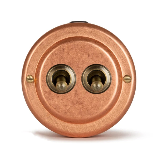 Ретро выключатель проходной с гайкой, медь, 30402-7 Vintage-Brass, двухклавишный, проходной Ретро выключатель проходной с гайкой, медь, 30402-7 Vintage-Brass, двухклавишный, проходной