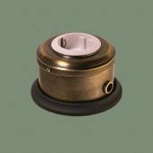 Ретро розетка с заземлением и шторками, серия ДИП-200 темная латунь, рамка: черная, механизм: белый D222-8 Romatti