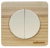 Выключатель двухклавишный, натуральный ясень+бежевый, ROC1-AN/1E31601301 Ruwel