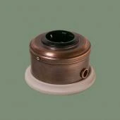 Ретро розетка с заземлением и шторками, серия ДИП-200 темная медь, рамка: белая, механизм: черный D241-7 Romatti