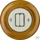 Ретро выключатель дуб глянцевый LIROG2Sl5 Katy Paty двухклавишный