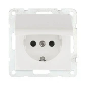 Дизайнерская розетка с заземлением, шторками и с крышкой, белый, 843404-1 LK Studio, серия LK80